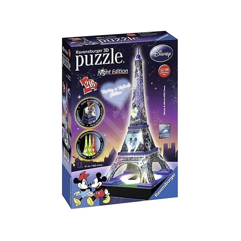 Effiel Tower at Night Mickey & Minnie Edition 216 pc 3D Puzzle 